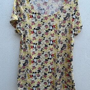 LuLaRoe Cream and Black Mickey Mouse Tee
